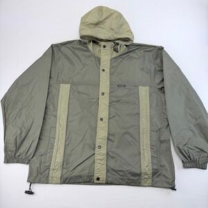 Stearns Dry Wear Mens Large Olive Green Hooded Rain Jacket Windbreaker